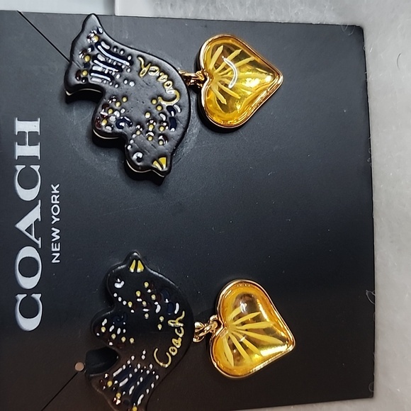 Coach Bird Earrings With Heart NWT - Picture 3 of 6